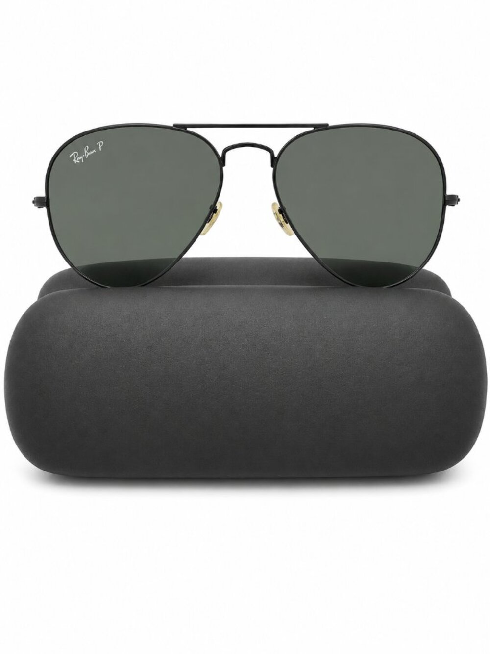 RAY-BAN RB3025 Large Aviator Black Metal Frame Polarized Sunglasses W3361 Italy